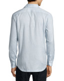 Herringbone Woven Sport Shirt, Blue Heather