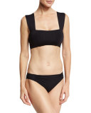 Parker Square-Neck Swim Top, Black