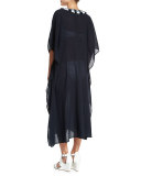 Sunita Contrast-Collar Caftan Coverup