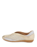 Barabel Woven Leather Slip-On Sneaker, Pale Platino