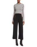 Cropped Wide-Leg Sailor Pants, Black