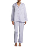 Striped Classic Poplin Pajama Set, Lavender