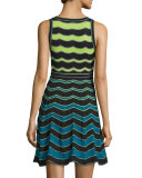 Sleeveless Ripple-Stitch Dress, Teal