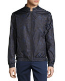 Reversible Floral-Print Bomber Jacket, Navy