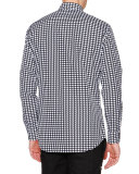 Houndstooth Long-Sleeve Sport Shirt, Black/White