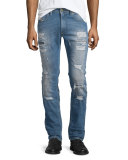 Thavar Destroyed Slim Jeans, Denim