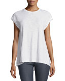 Cap-Sleeve Cotton Combo Tee, White