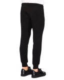 Wool-Blend Stretch Jogger Pants, Black