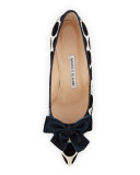 Gorina Velvet Polka-Dot Pump, Blue