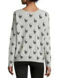 Tykera Skull-Pattern Cashmere Cardigan, Frost/Black Skull