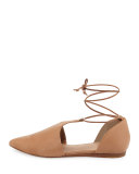 Noella Leather Lace-Up Flat, Sand