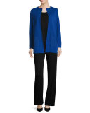 Solid Long Jacket w/ Pockets, Lyons Blue