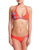 Talisay Printed Halter Swim Top, Poppy Red Pylos