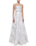 Strapless Embellished-Waist Ball Gown