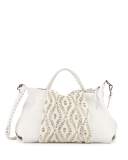 Mina Medium Rumble-Wash Satchel Bag, White