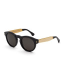 Boy Round Sunglasses, Black/Gold