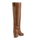 Monroe Studded 65mm Mid-Calf Boot, Khaki Brown