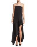 Off-the-Shoulder Satin & Crepe Mermaid Gown, Jet Black