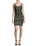 Camouflage Sleeveless Bandage Dress, Green