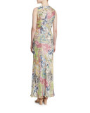 Sleeveless Tropical-Print Maxi Dress, Multi Colors