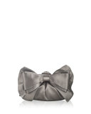 Madison Satin Bow Clutch Bag, Silver Platinum