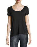 Rise Short-Sleeve Mesh-Back Top, Black/Black