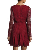 Mercury Lace-Up Fit & Flare Dress, Cranberry