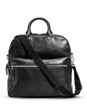 Flight Zip Leather Tote Bag, Black