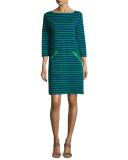 3/4-Sleeves Striped Cotton Interlock Dress 