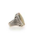 Silver & 18k Gold Mother-of-Pearl Oval Ring