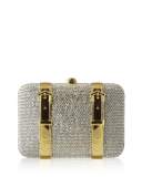 Crystal Buckle Minaudiere Bag, Silver/Gold
