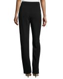 Classic Stretch Cady Straight-Leg Pants, Black
