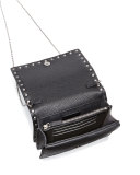 Rolling Rockstud Flap Pouch Bag/Wallet-on-Chain, Black