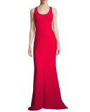 Ava Sleeveless Ponte Gown, Cardinal