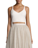 Nia Sleeveless Lace-Up Crop Top, Pink Sand
