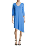 3/4-Sleeve Asymmetric Jersey Dress 