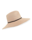 Cassidy Snake-Trim Wide-Brim Fedora Hat, Blush