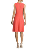 Twirl Sleeveless Knit Dress, Hot Coral 