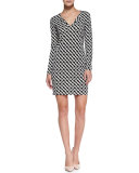 Reina Long-Sleeve Chain-Link-Print Dress
