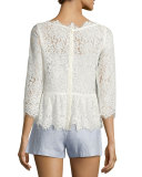 Koda Lace 3/4-Sleeve Peplum Top