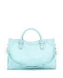 Metallic Edge City Bag, Blue