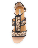 Iris Snakeskin Ankle Flat, Nude/Nero 