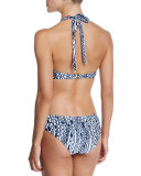 Santorini Chain-Print Center-Ring Halter Swim Top