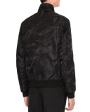 Tonal Camo-Print Bomber Jacket, Black