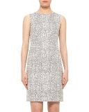 Cross-Stitch Printed Jacquard Sheath Dress, Cliff/Chalk