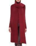 Ribbed Cashmere Knit Cape, Miracle Berry