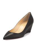 Pipina Leather 55mm Wedge Red Sole Pump, Black