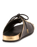 Tao Lace-Up Slide Sandal, Noir/Or