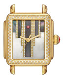 18mm Deco Skyline Diamond Gold Watch Head, Cocoa Diamond Dial