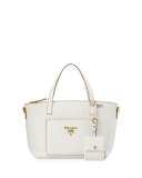 Small Vitello Diano Tote Bag, White (Bianco)
